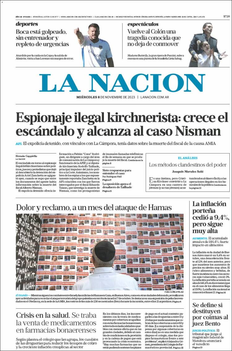 Portada de La Nación (Argentina)