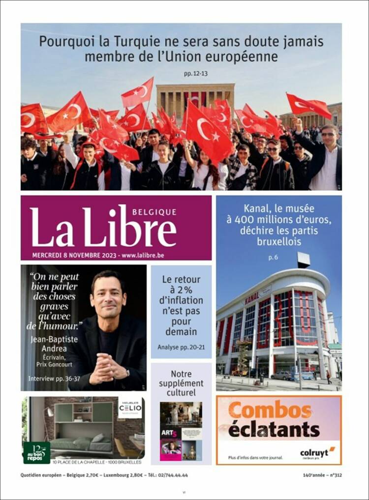 Portada de La Libre.be (B&eacute;lgica)