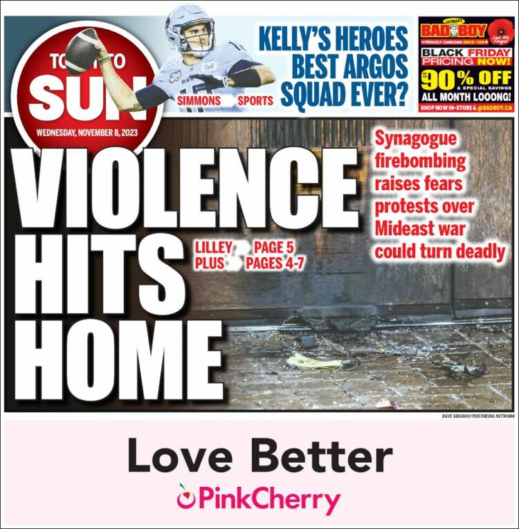 Portada de The Toronto Sun (Canadá)