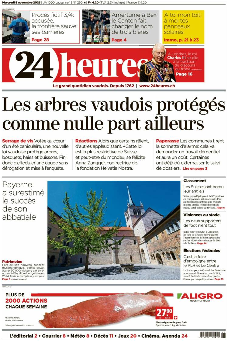 Portada de 24 Heures (Suiza)