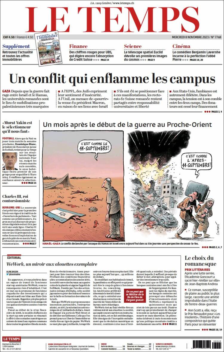 Portada de Le Matin (Suiza)