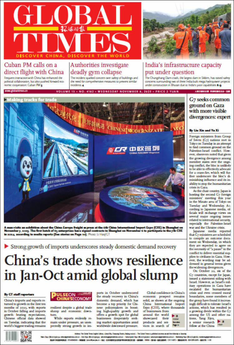 Portada de The Global Times (China)