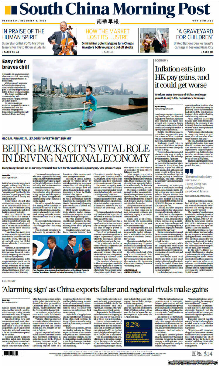 Portada de South China Morning Post (China)