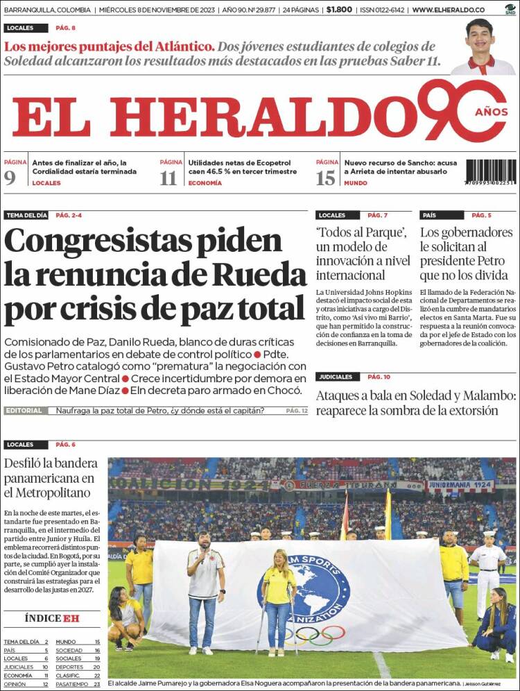 Portada de El Heraldo (Colombia)