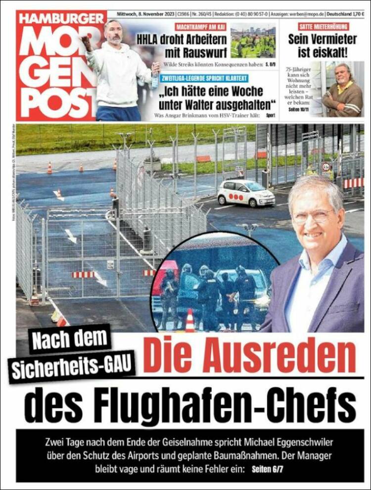 Portada de Hamburger Morgenpost  (Alemania)