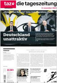 Portada de Die Tageszeitung (Alemania)