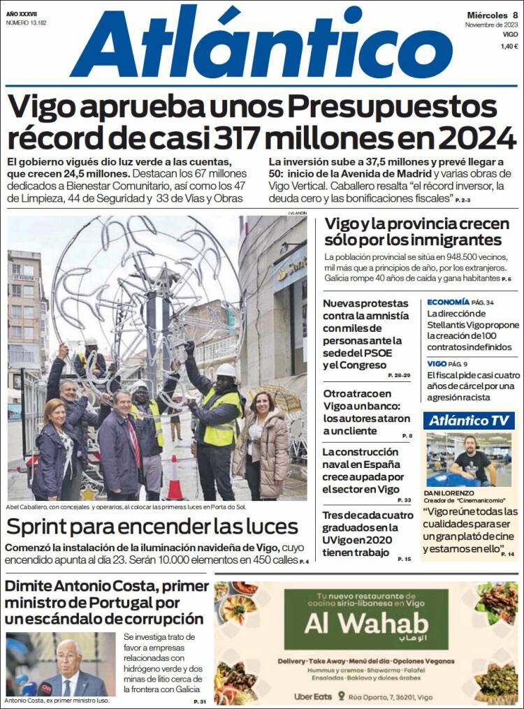 Portada de Atlántico Diario (España)