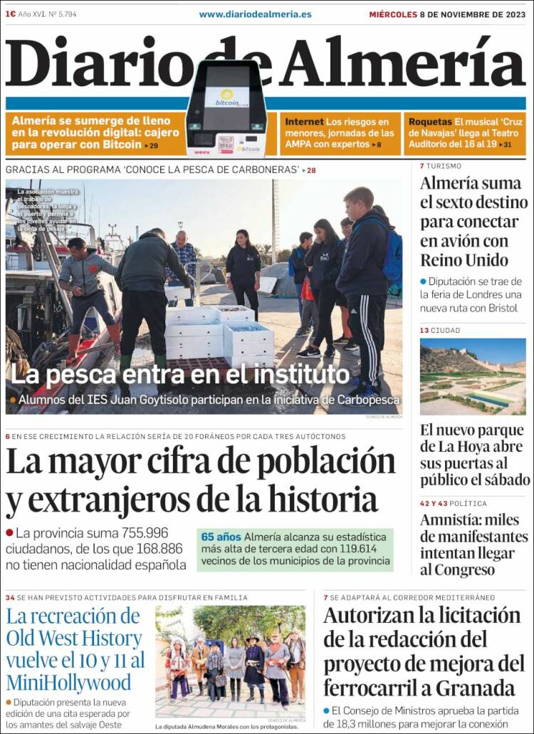 Portada de Diario de Almería (España)