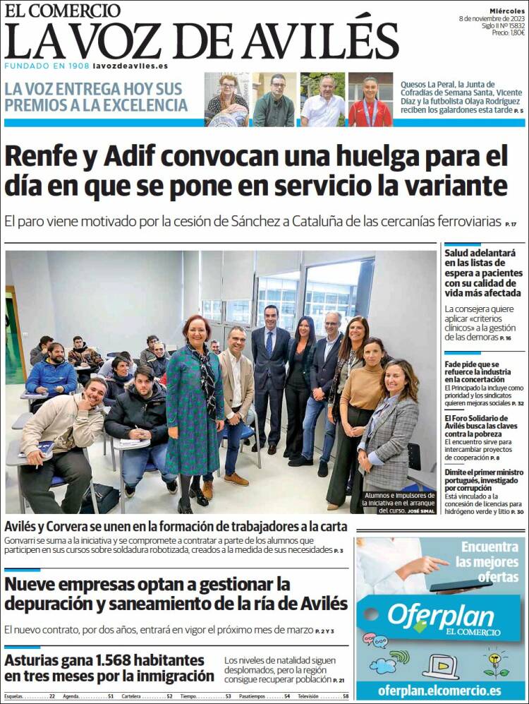 Portada de El Comercio - Avilés (España)