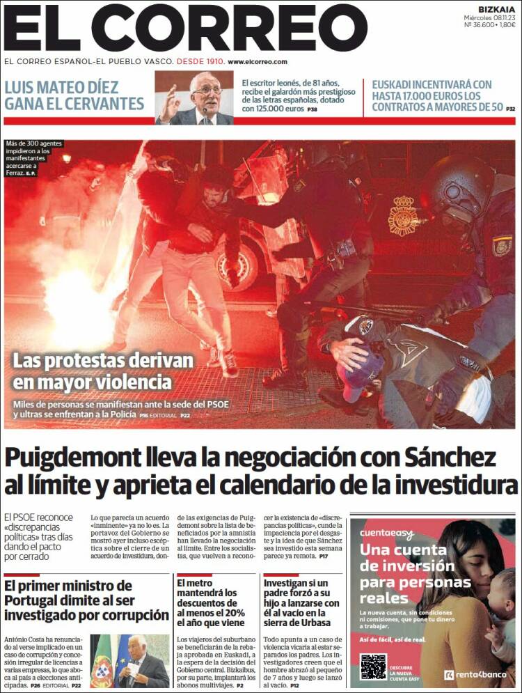 Portada de El Correo (España)
