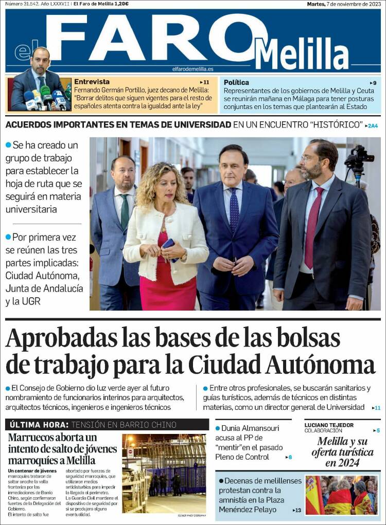 Portada de El Faro de Melilla (España)