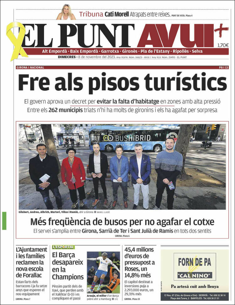 Portada de El Punt Avui - Girona (España)