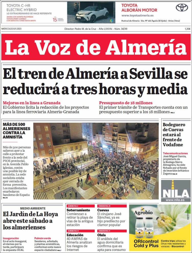 Portada de La Voz de Almería (España)