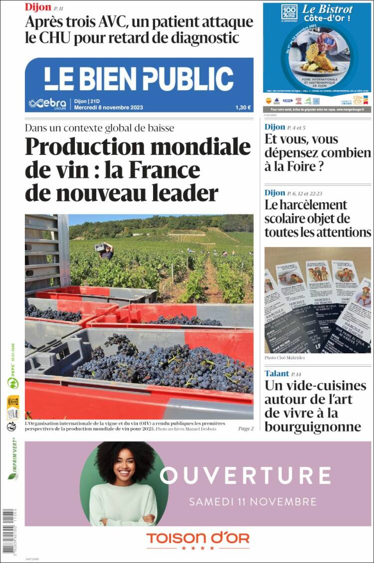 Portada de Le Bien Public (Francia)