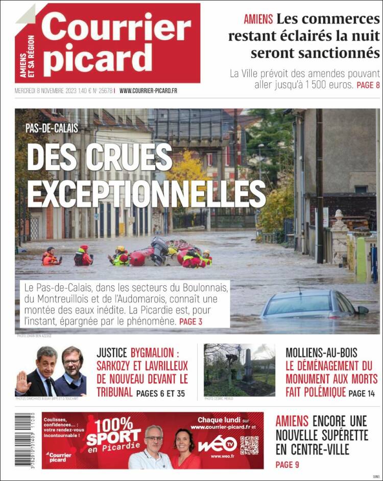 Portada de Courrier Picard (Francia)