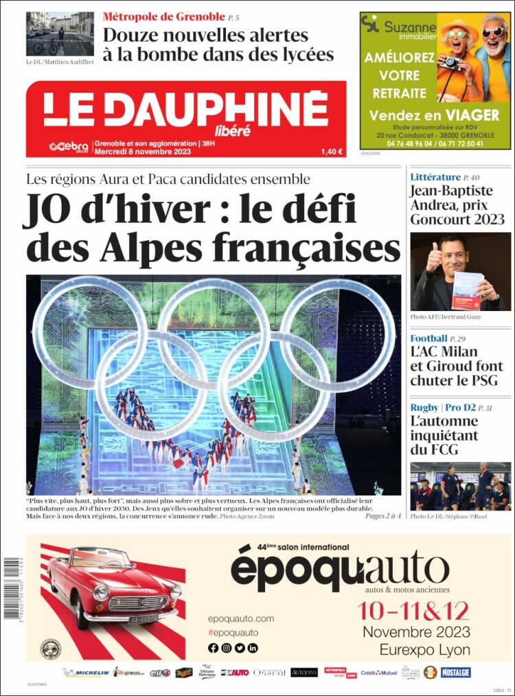 Portada de Le Dauphiné Libéré (Francia)