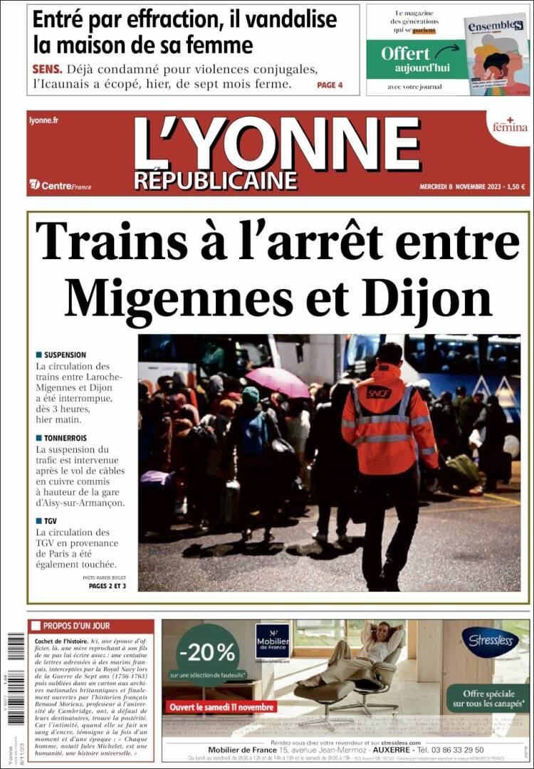 Portada de L'Yonne-Républicaine (Francia)