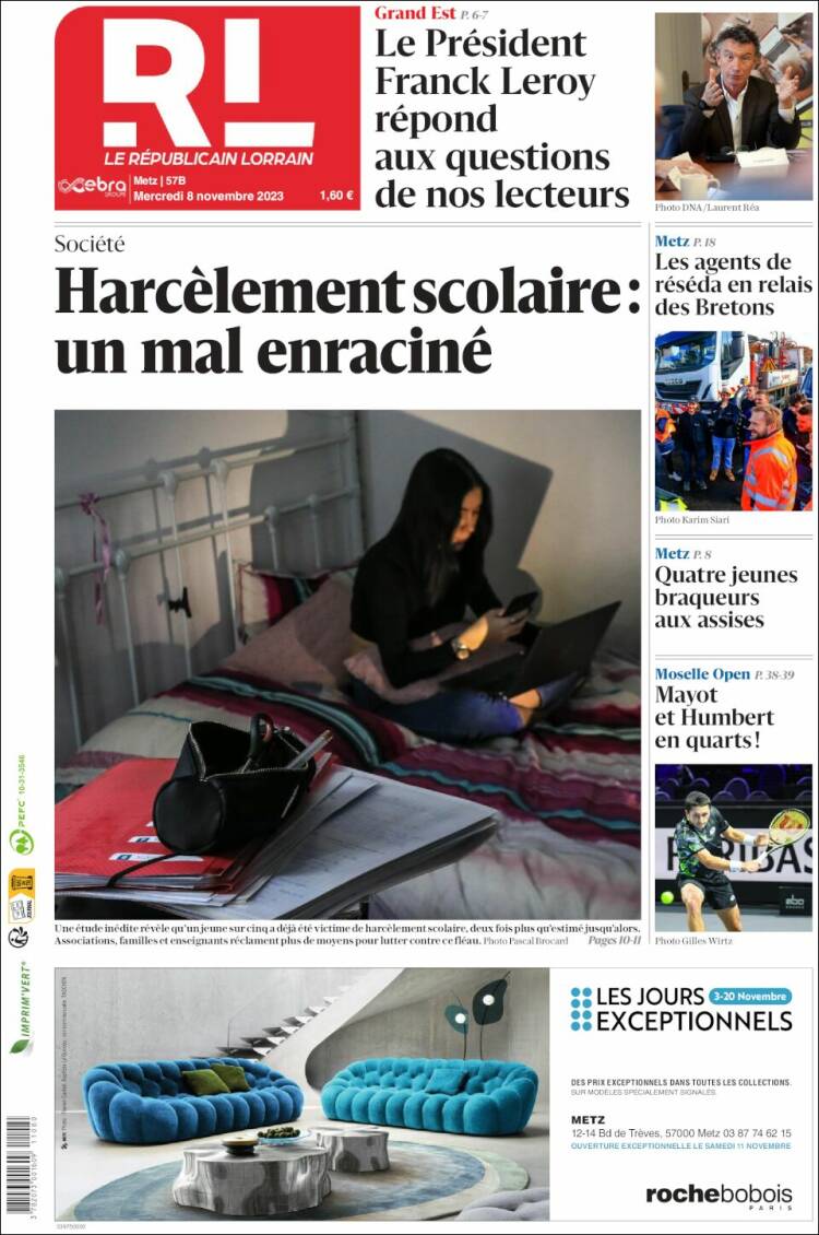 Portada de Le Republicain Lorrain (Francia)