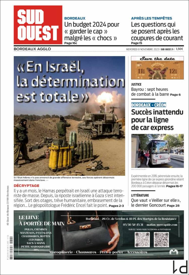 Portada de Sud Ouest (Francia)
