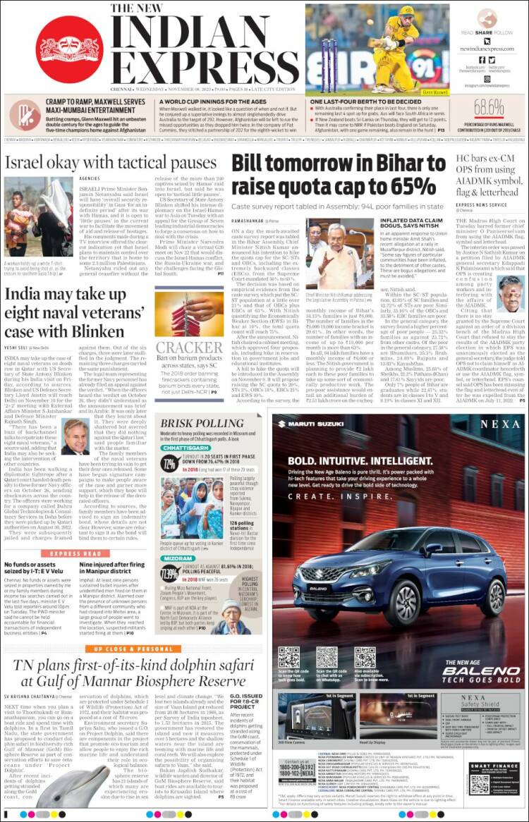 Portada de New Indian Express (India)