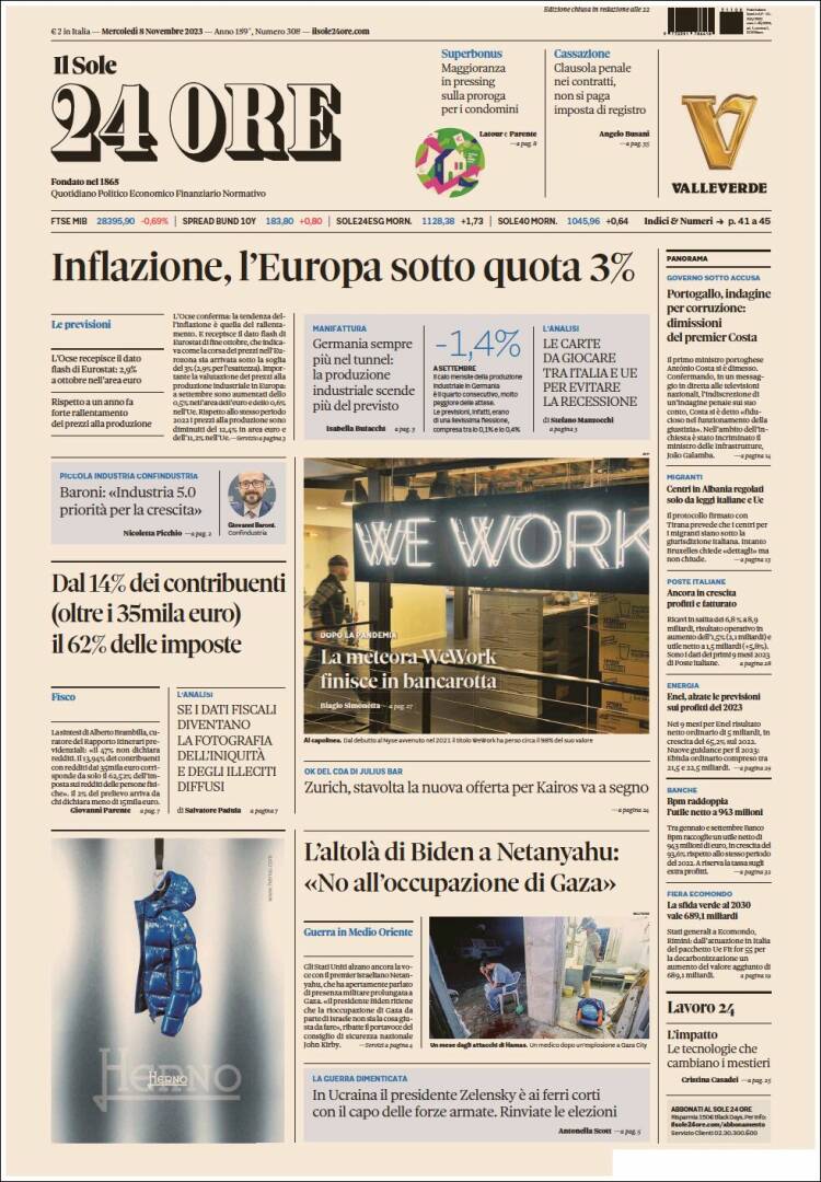 Portada de Il Sole 24 ORE (Italia)