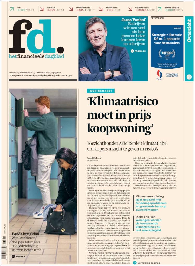 Portada de Het Financieele Dagblad (Pa&iacute;ses Bajos)