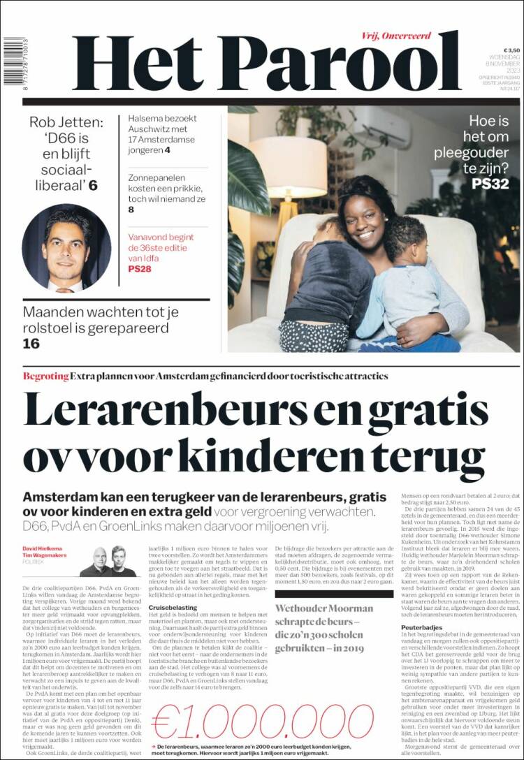 Portada de Het Parool (Pa&iacute;ses Bajos)