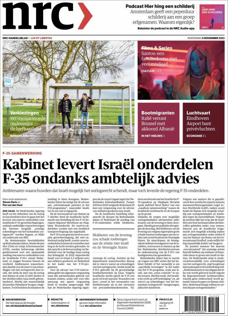 Portada de NRC Handelsblad (Pa&iacute;ses Bajos)