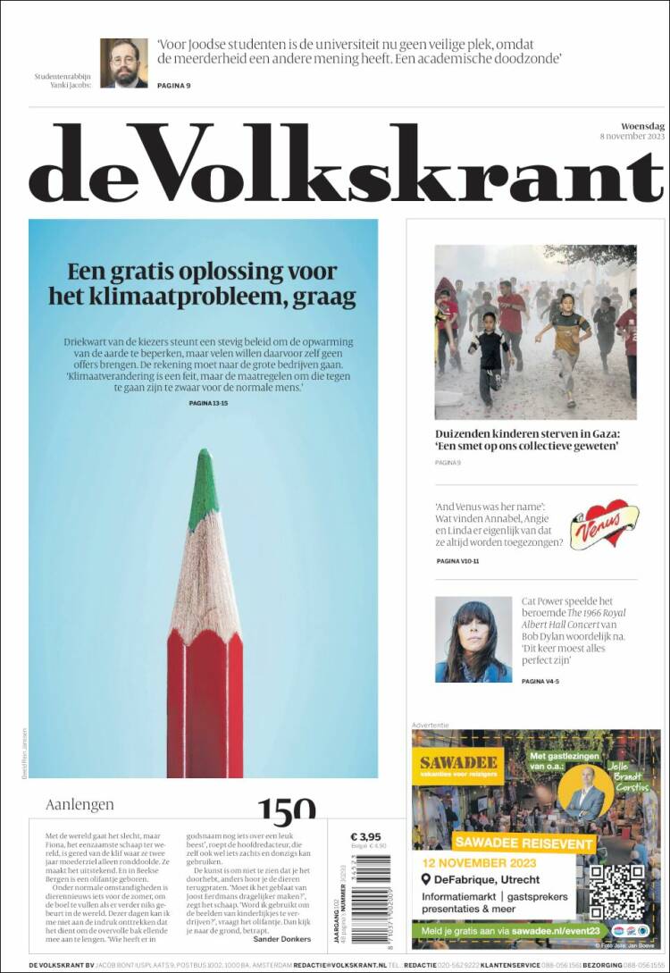 Portada de De Volkskrant (Pa&iacute;ses Bajos)