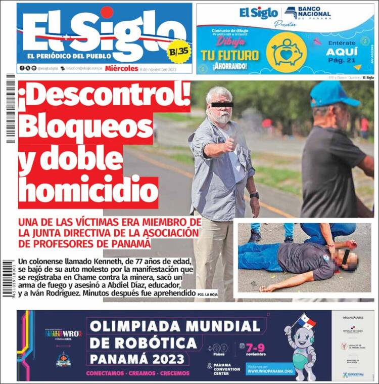 Portada de El Siglo (Panam&aacute;)