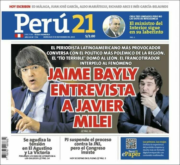 Portada de Perú 21 (Per&uacute;)