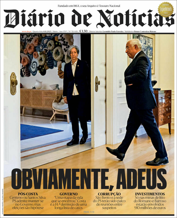 Portada de Diário de Noticias (Portugal)