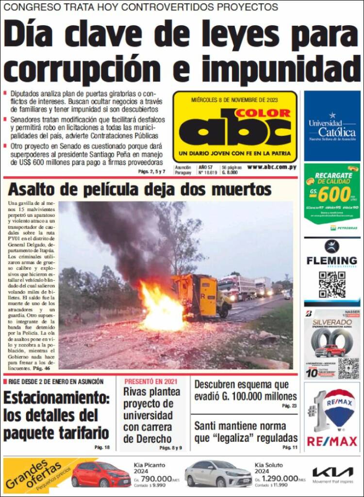 Portada de ABC Color (Paraguay)
