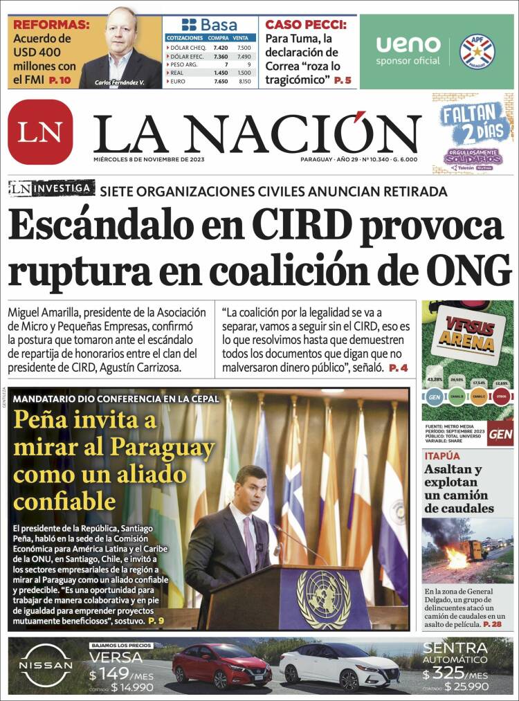 Portada de La Nación (Paraguay)