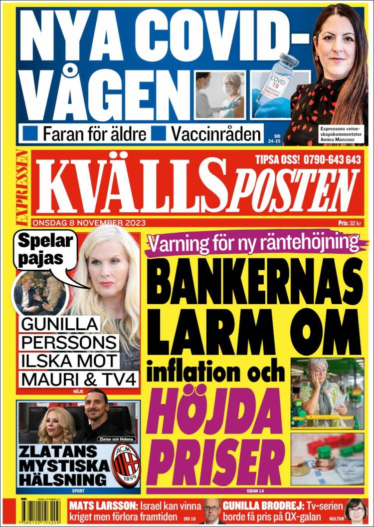 Portada de Kvällsposten (Suecia)