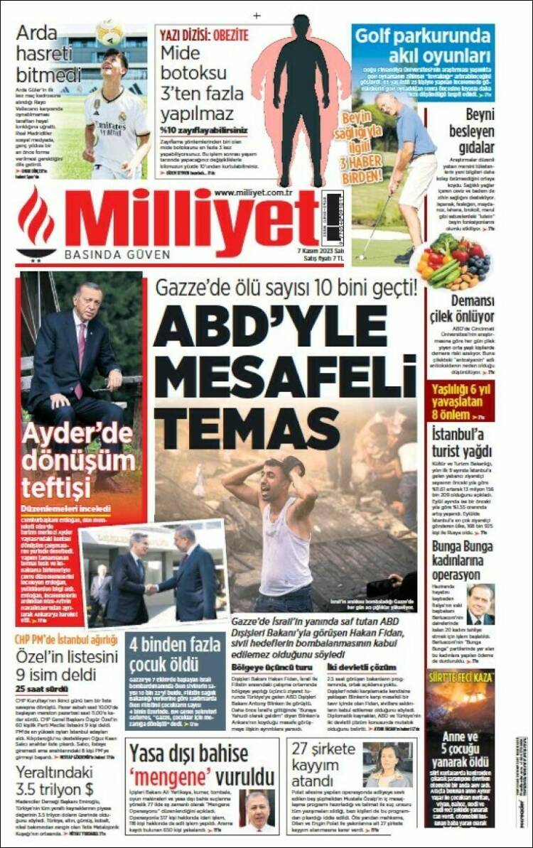 Portada de Milliyet (Turqu&iacute;a)