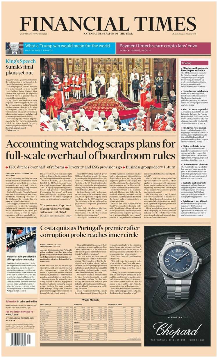 Portada de Financial Times (Reino Unido)