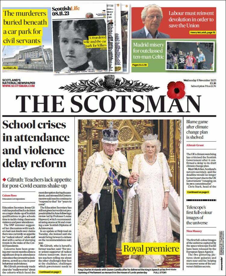 Portada de The Scotsman (Reino Unido)