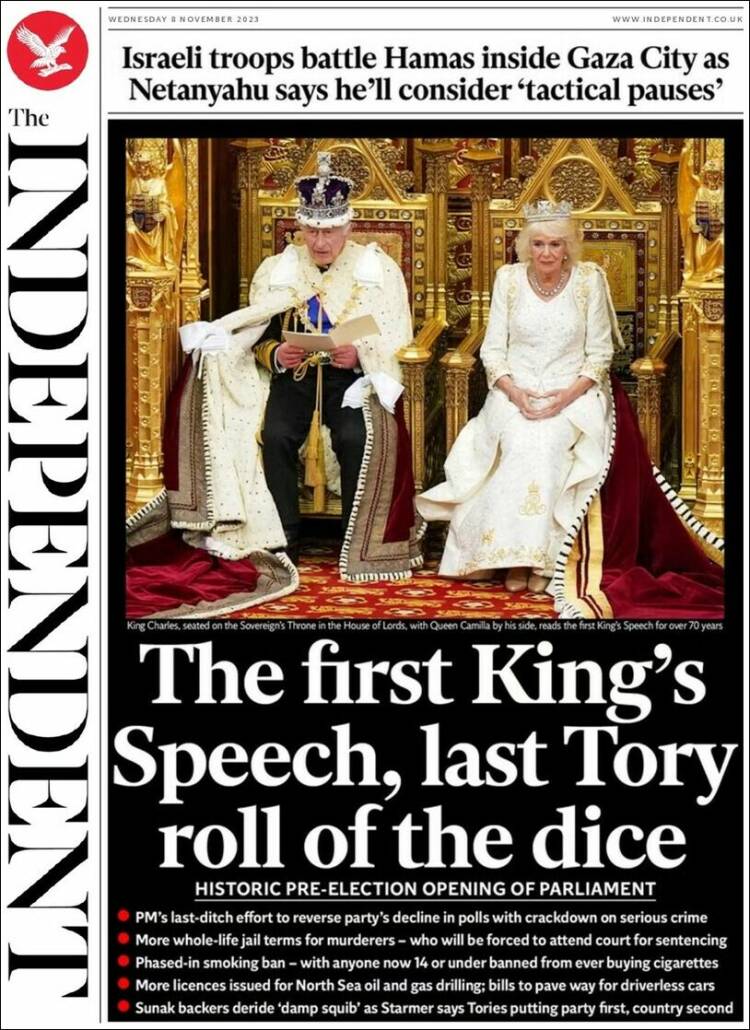 Portada de The Independent (Reino Unido)