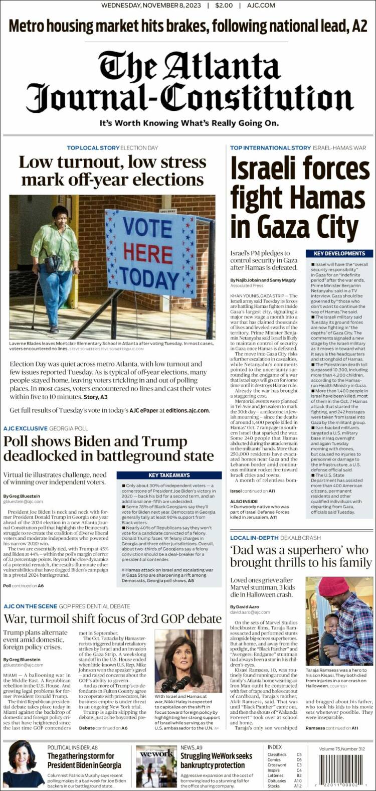 Portada de The Atlanta Journal-Constitution (USA)