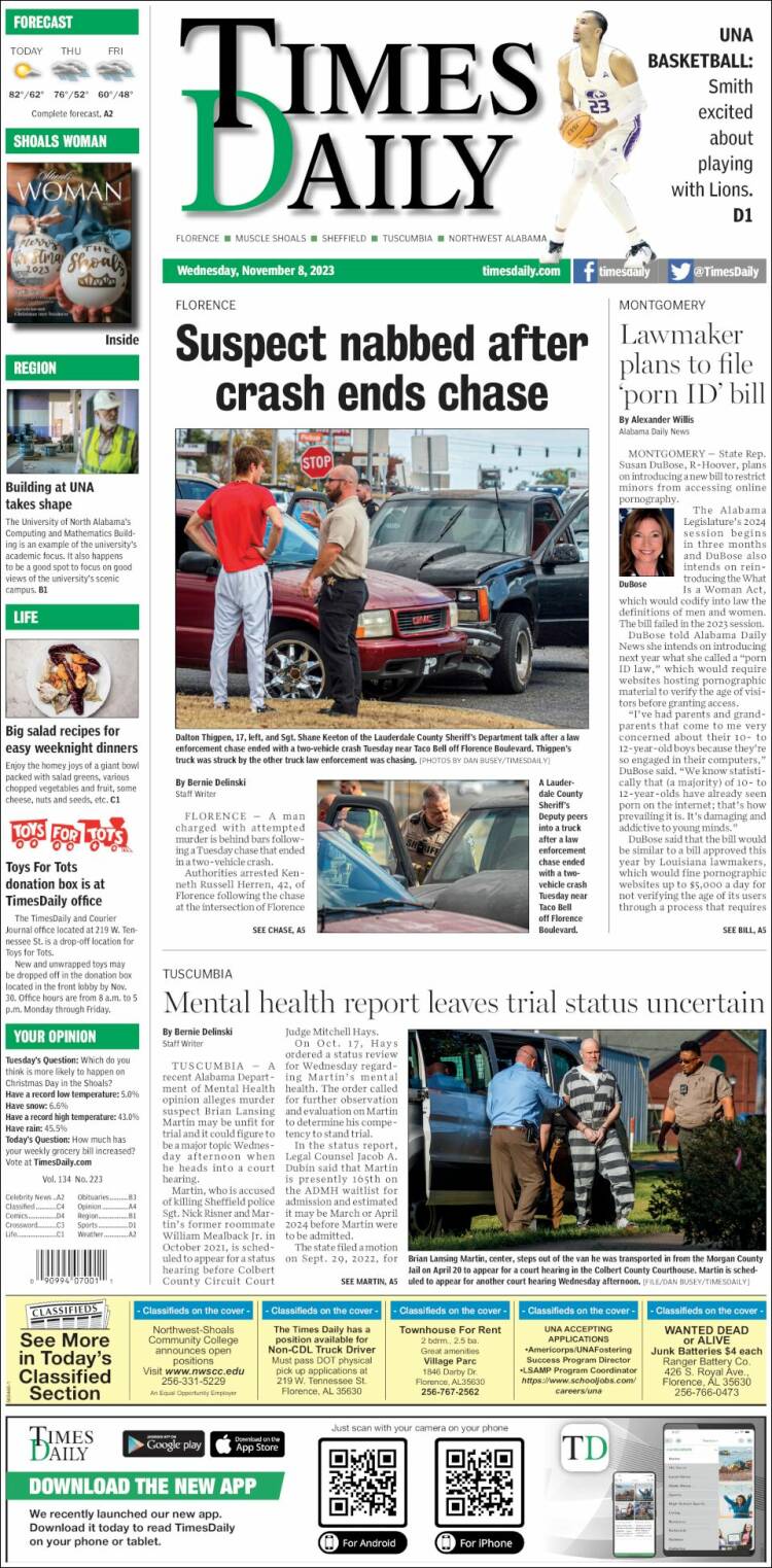 Portada de Times Daily (USA)