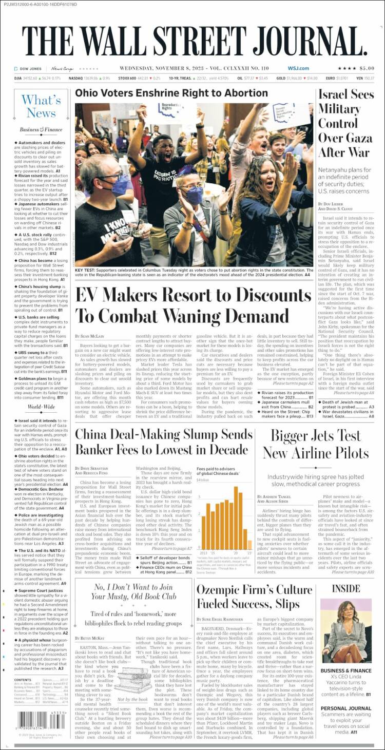 Portada de Wall Street Journal (USA)
