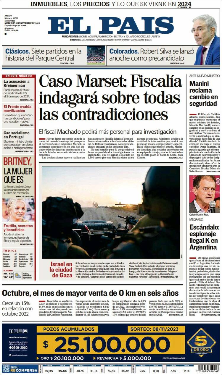 Portada de El País (Uruguay)