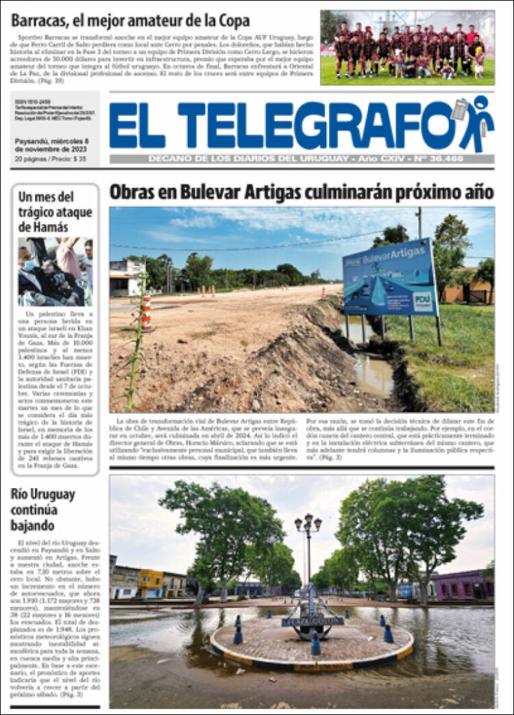 Portada de El Telégrafo (Uruguay)