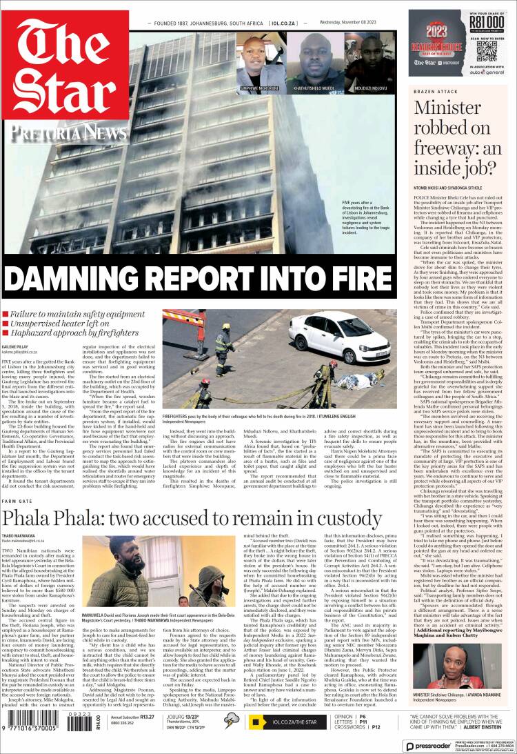 Portada de The Star (Sud&aacute;frica)