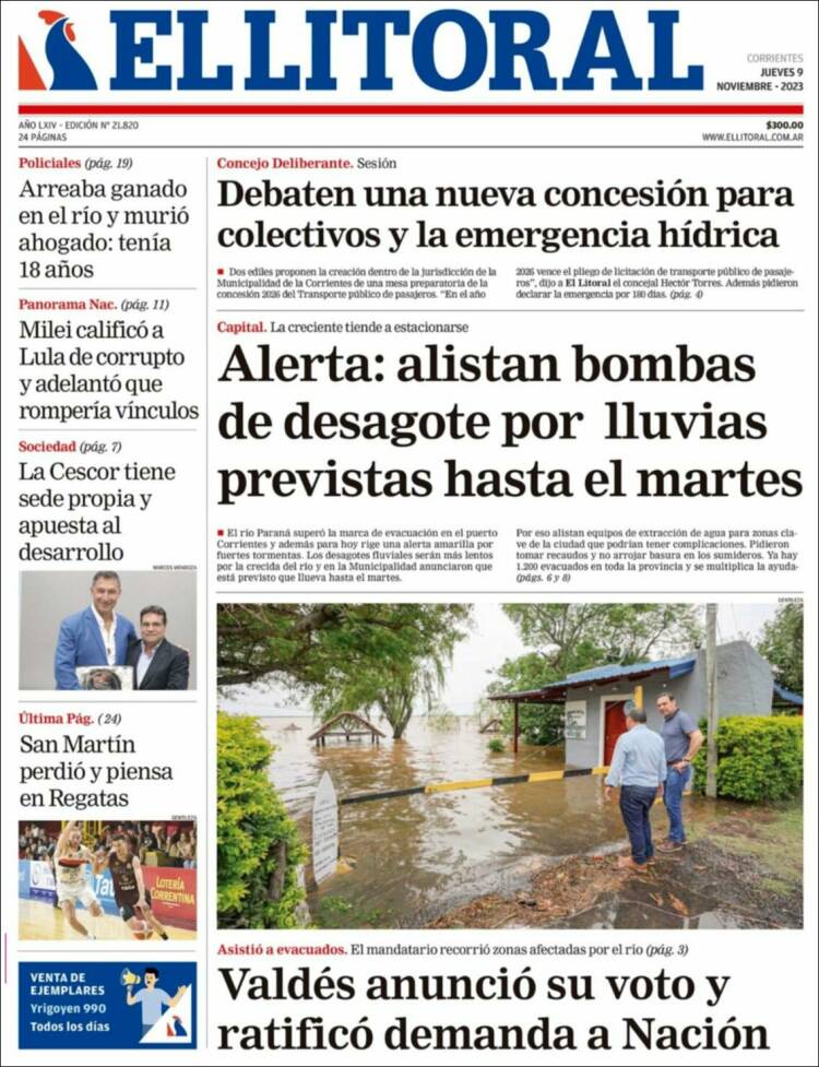Portada de El Litoral Corrientes (Argentina)