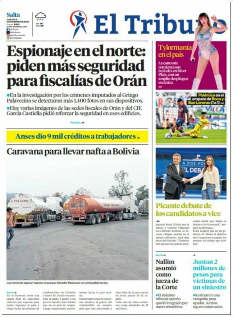 Portada de El Tribuno - Salta (Argentina)