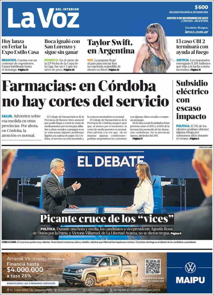 Portada de La Voz del Interior (Argentina)