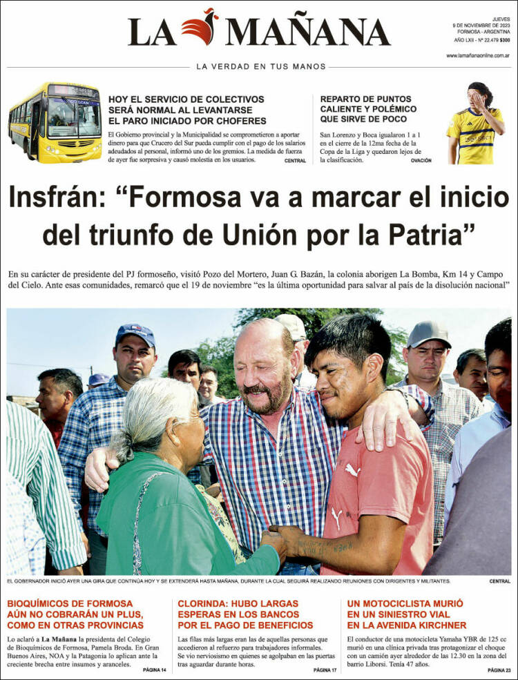 Portada de Diario La Mañana (Argentina)