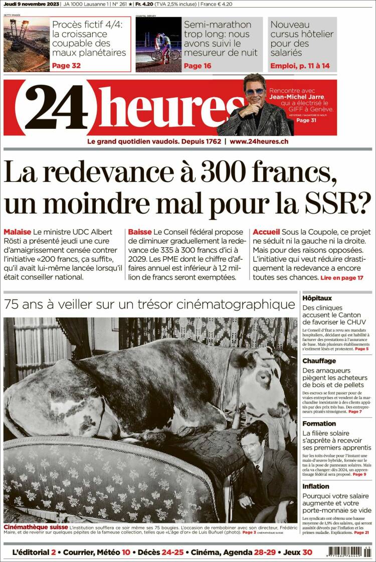 Portada de 24 Heures (Suiza)